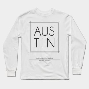 Austin City Minimal Typography Long Sleeve T-Shirt